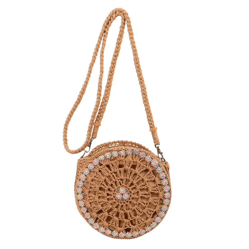 Summer Small Bag 2025 New Style, fresh and artistic, fashionable for girls, hollowed-out woven single-shoulder bag, crossbody small round bag Item Picture