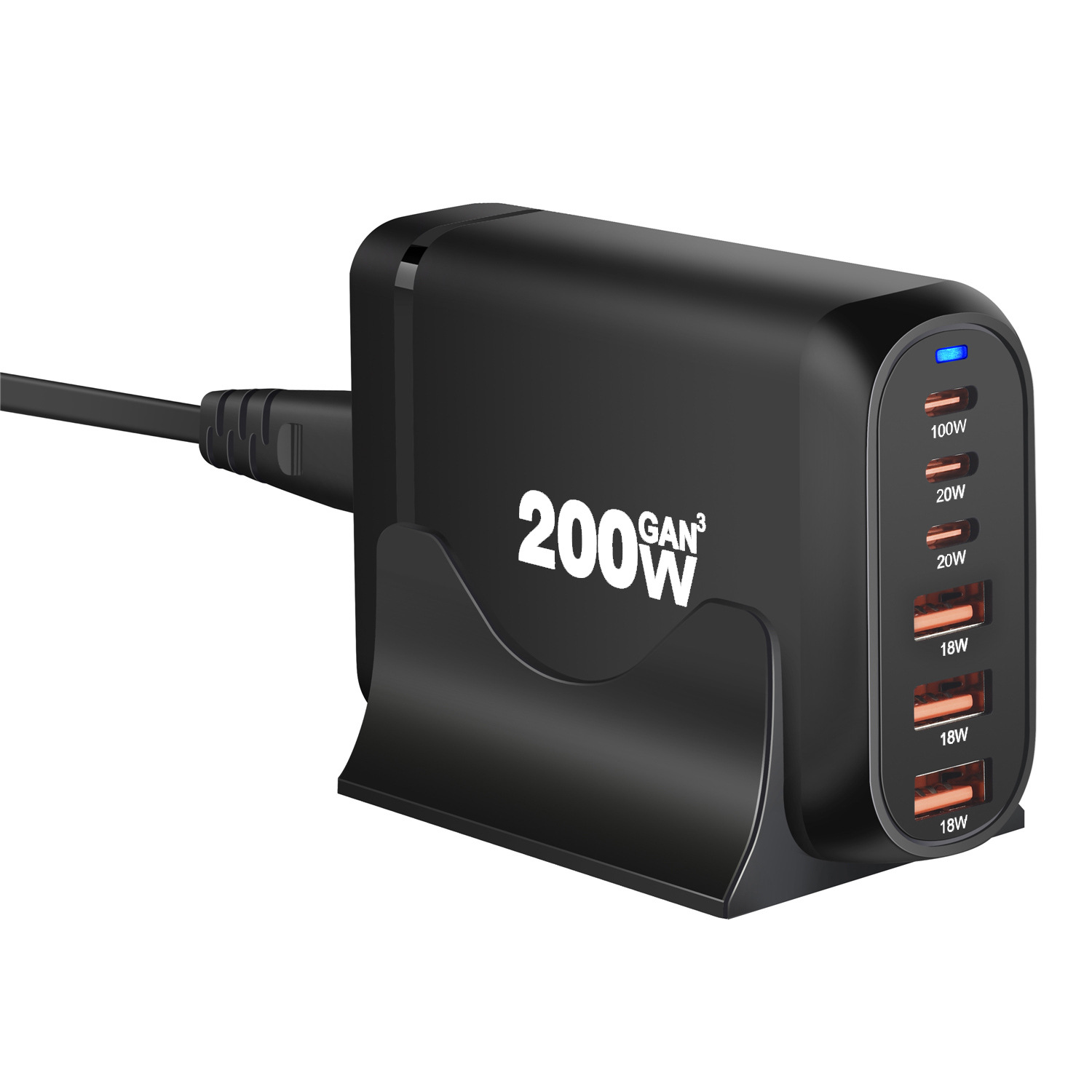 200W gallium nitride PD charger, 120W multi-functional multi-port desktop charger, 160W multi-port 4C2A adapter Item Picture