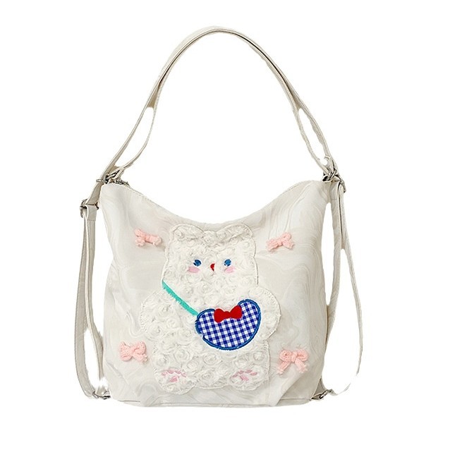 A new large-capacity plush cartoon fresh backpack for cute girls and a trendy multi-functional commuting crossbody bag Item Picture