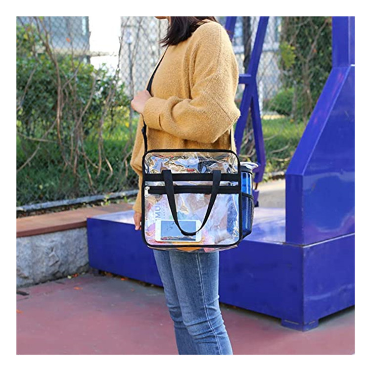 Direct sales from the manufacturer of cross-border PVC transparent large-capacity supermarket shopping bags, single-shoulder hand-carry transparent handbags and travel bags details Picture