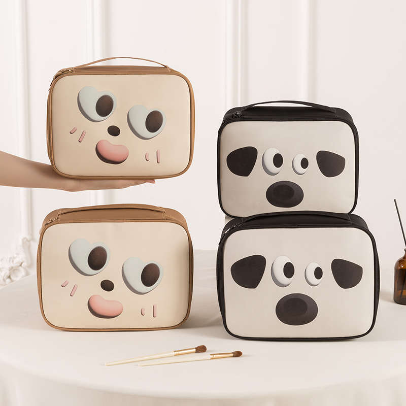PU cartoon cute single and double-layer storage bag, hand-held large-capacity toiletry bag, cosmetics storage bag, water-resistant and portable Specification drawing
