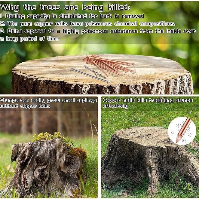 Copper nails are used to remove nails from tree stumps Application Scenario