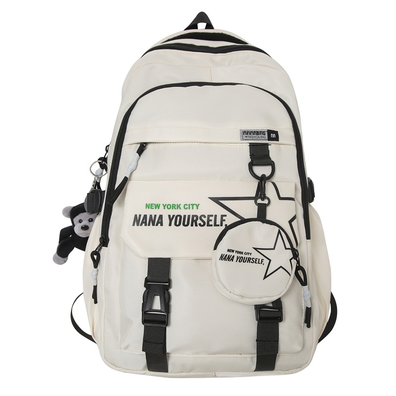 Laid-back and simple male college student, junior high school student, middle school girl, large-capacity high school backpack, Korean-style student backpack Item Picture