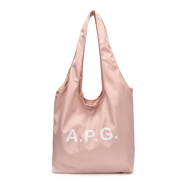 A laid-back Korean-style niche letter girl's early summer single-shoulder bag in cream color, a large-capacity cloth bag for work, and a student bag Item Picture