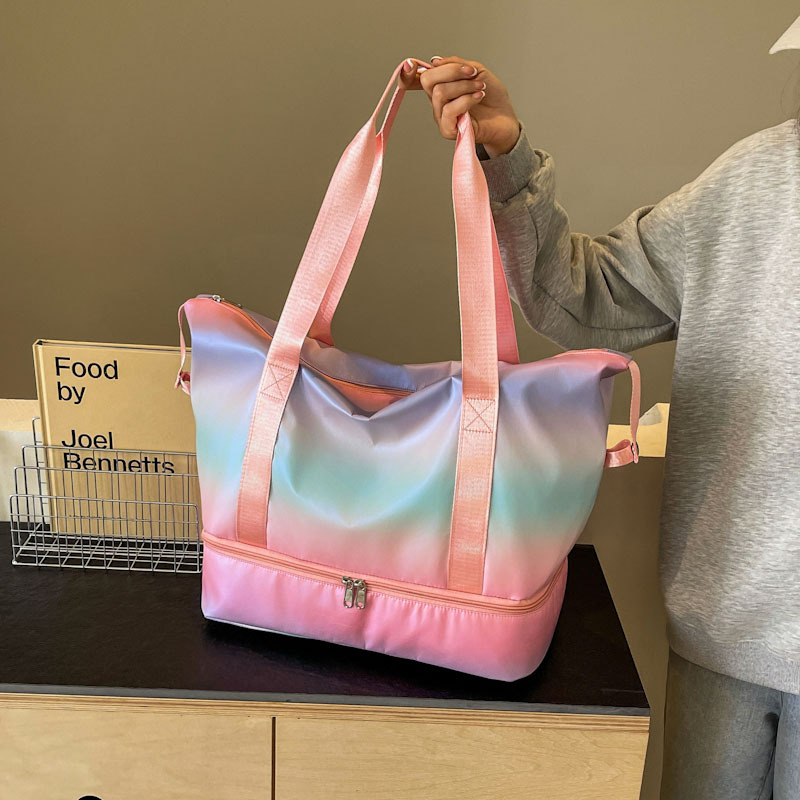 New colorful hand-held fitness bags, outdoor sports and leisure swimming training bags, dry and wet separation travel bags with shoe compartments Specification drawing