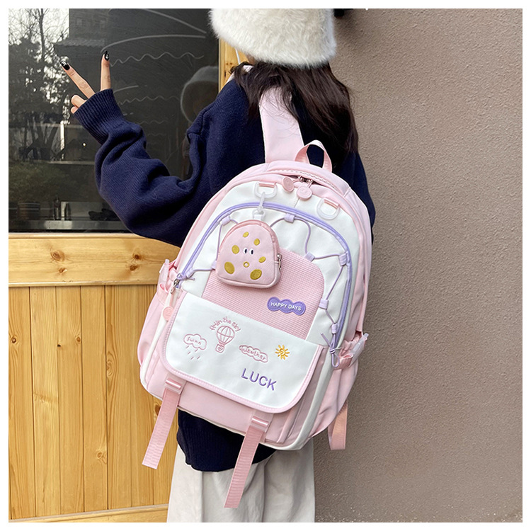 New macaron-colored backpack for girls, large-capacity backpack for primary school students, multi-functional bag for girls, junior high school and senior high school students full figure
