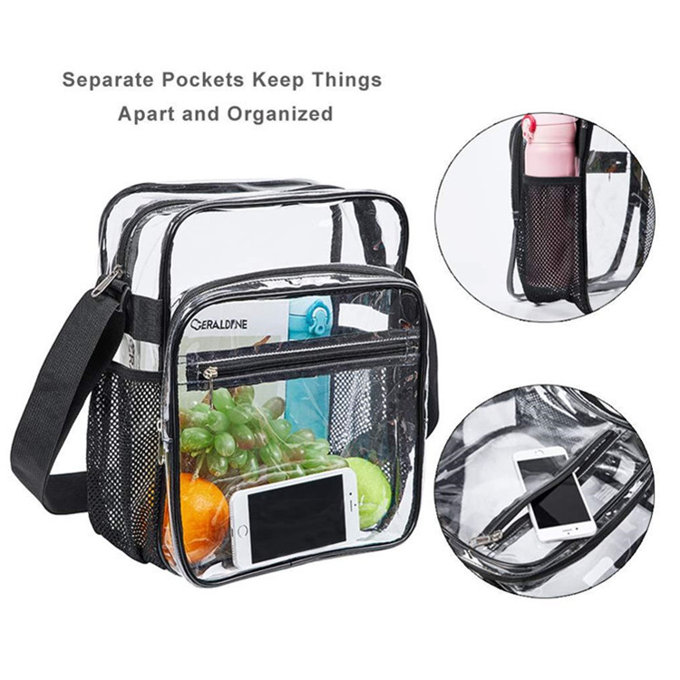Amazon's new in-stock PVC transparent crossbody bag for travel, portable single-shoulder backpack, storage bag, factory direct sales Specification drawing
