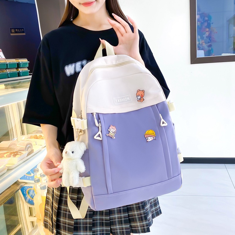 【 Seasonal Clearance 10% off 】 Fashionable, simple and large-capacity casual backpack, versatile for high school students' shoulders in a school style details Picture