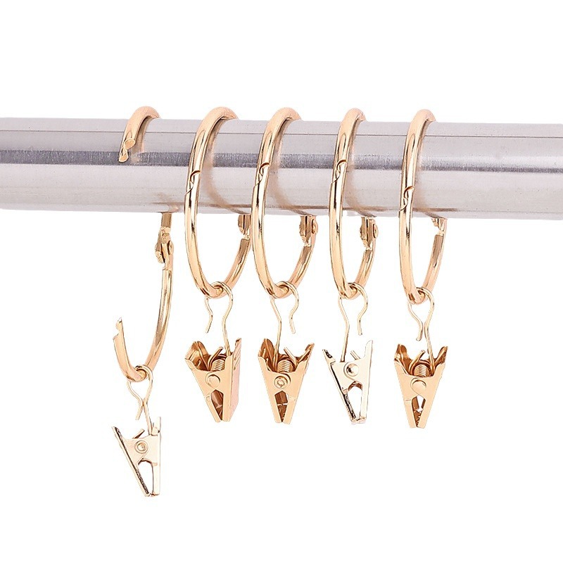 In-stock metal bath curtain curtain clips, Roman ring clips, hanging rings, open curtain ring hooks, curtain clip accessories Item Picture