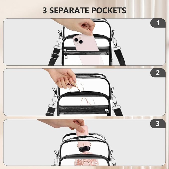 In-stock Amazon portable waterproof and wear-resistant handbag, adjustable PVC single-shoulder crossbody bag for casual daily use Specification drawing