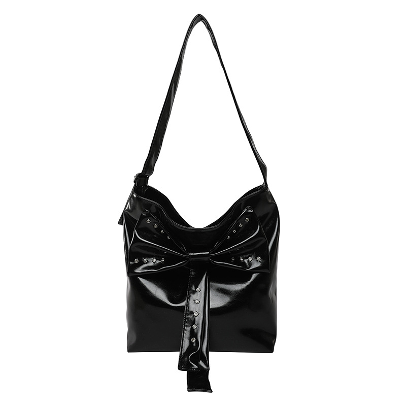 Cross-border Korean version underarm bag 2025 Summer new women's bag, bow handbag, fashionable single-shoulder bag, riveted crossbody bag Item Picture