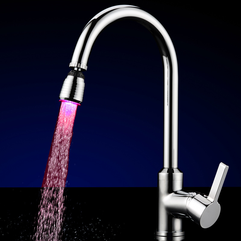 LED rotatable faucet temperature control three-color pulley pattern seven-color color-changing luminous faucet SDF-B16 details Picture