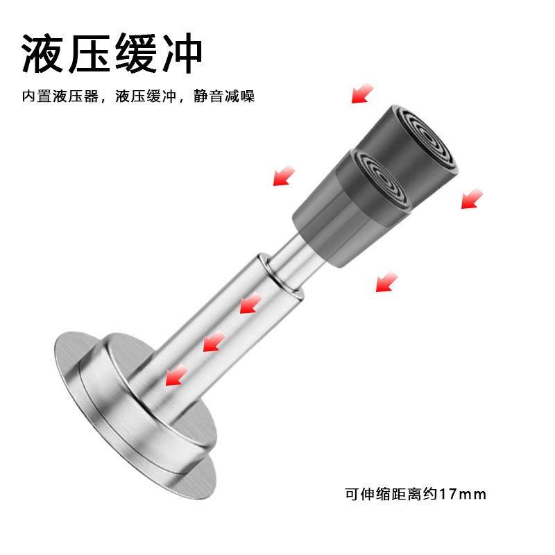 Hydraulic buffer door top, no need for drilling, bathroom glass door, telescopic stainless steel anti-collision silent door stop details Picture