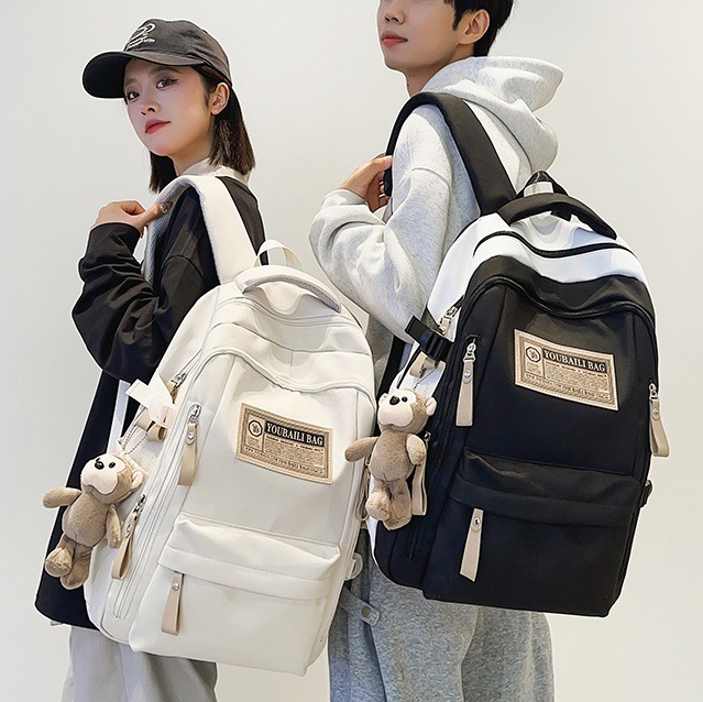 New large-capacity schoolbag, Korean high school student trend backpack, versatile college style couple backpack full figure