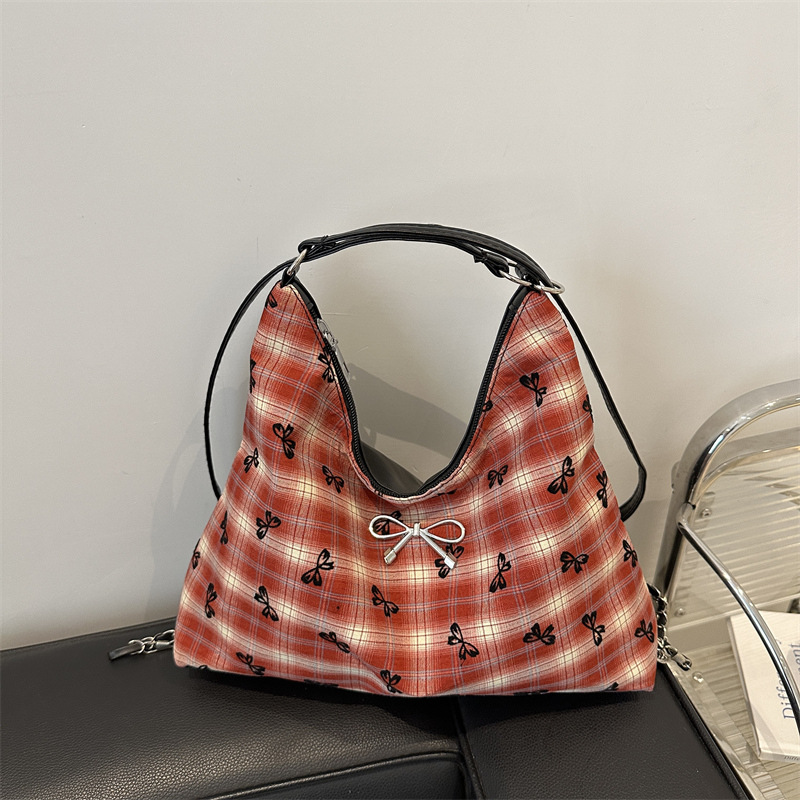 Trendy casual bag for women 2024 New style, fashionable and versatile polka dot checkered backpack, high-end and niche crossbody bag full figure