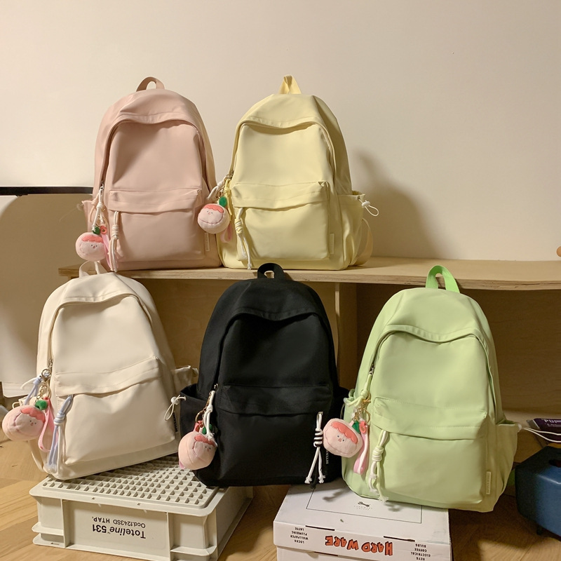 Trendy and casual junior high school schoolbag for girls, ins forest-themed solid color, high appearance level, cute high school student backpack full figure