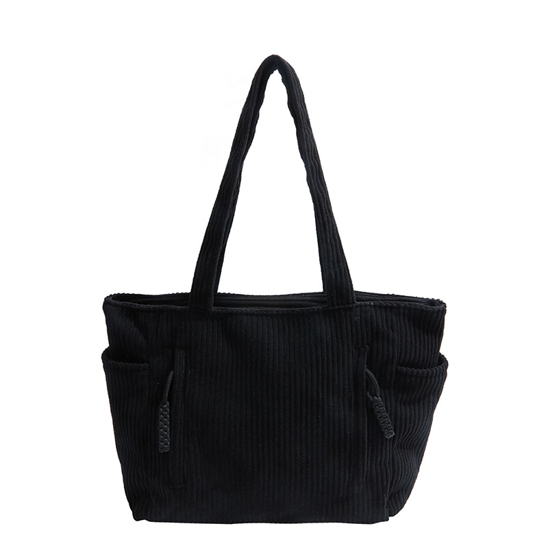 Large-capacity corduroy bag for women, new winter 2024 versatile and fashionable single-shoulder bag, casual student commuting tote bag Item Picture