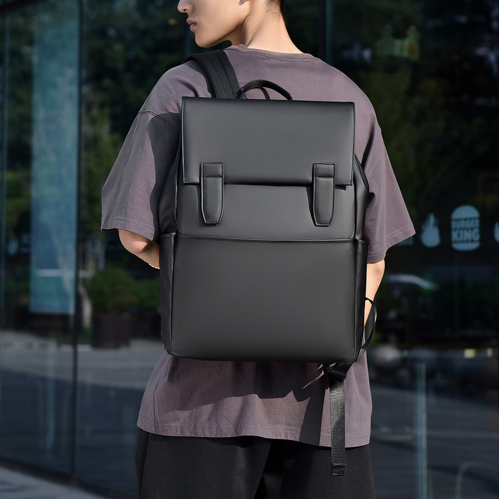 Cross-border men's simple business backpack, computer bag, high-end commuting travel bag for work, college student schoolbag full figure