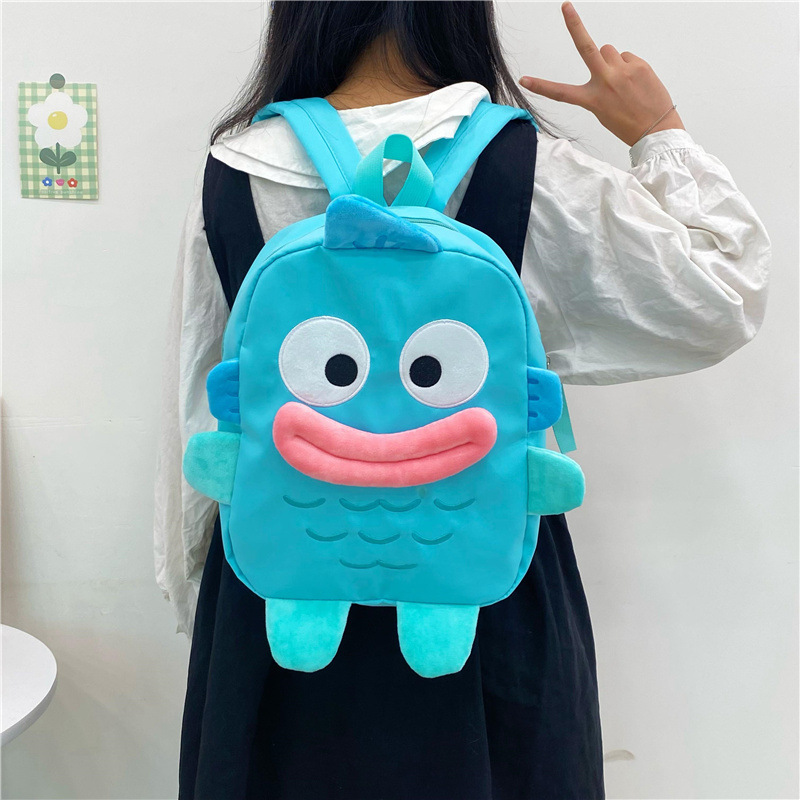 2023 New Japanese-style cute cartoon clownfish backpack, ugly and adorable blue backpack, large capacity backpack for men and women details Picture
