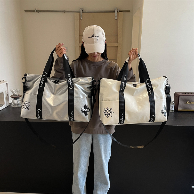 Cross-border foreign trade short travel bag for women 2024 New PU texture fitness bag, large-capacity trendy outdoor sports bag details Picture