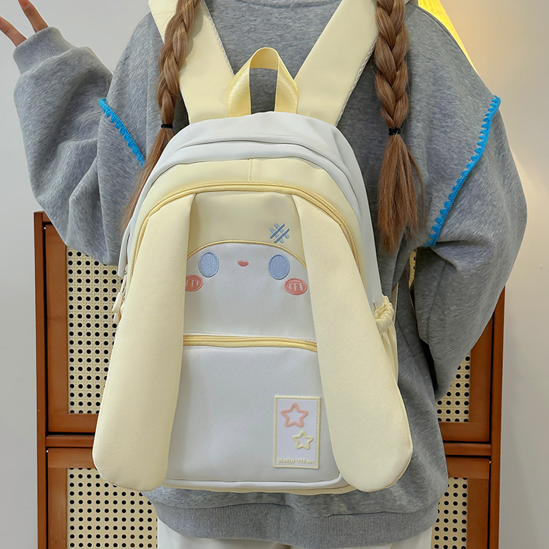 Rabbit double-shoulder girls' simple style schoolbag, forest style, versatile ins style, college style, simple high school backpack for college students Specification drawing
