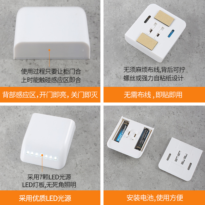 Cabinet LDE hinge light, wardrobe door self-adhesive cabinet light, lighting lamp, auxiliary light, intelligent sensor light, hinge accessories Application Scenario