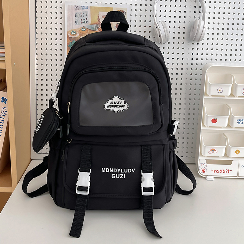 Schoolbag for female students, Korean version solid color campus durable large-capacity backpack, backpack for female primary school students, junior high school students and senior high school students details Picture