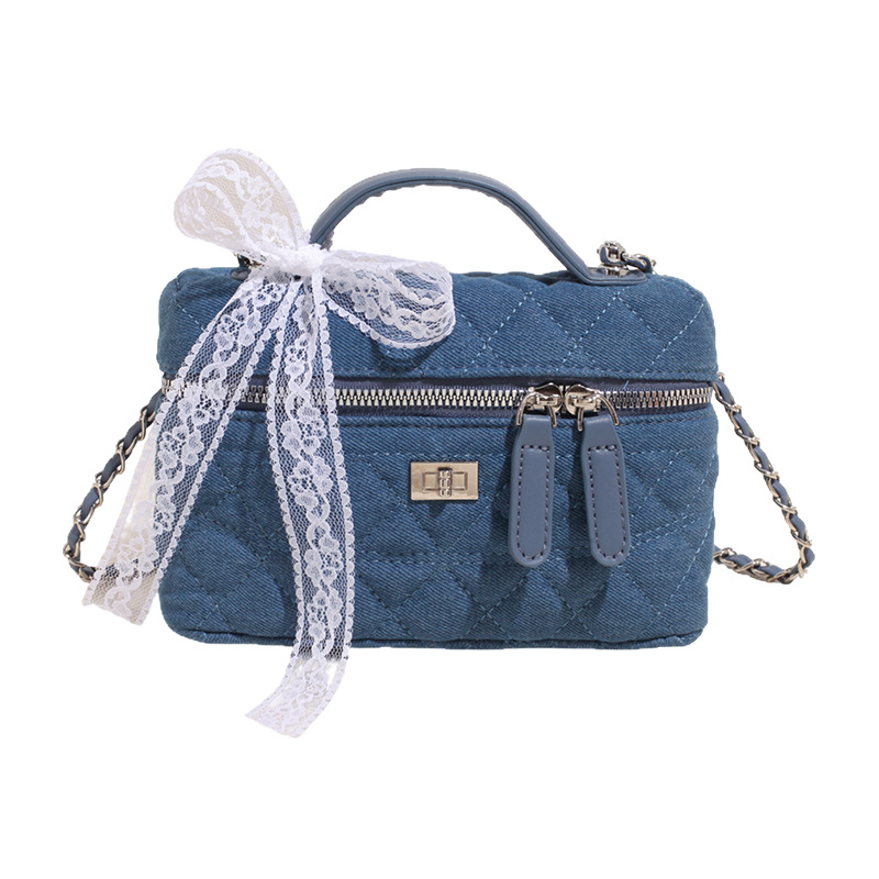 Cross-border diamond-patterned embroidered chain handbag, a super popular casual and versatile fabric single-shoulder crossbody bag for women in 2025 Item Picture
