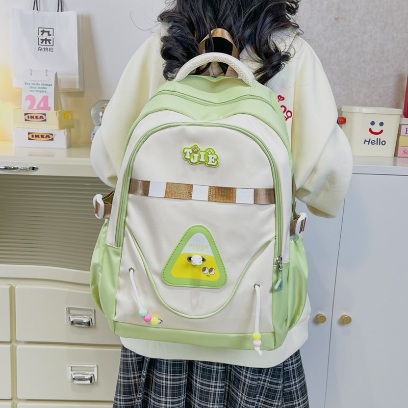 High-appearance-level schoolbags for girls, large-capacity color-blocking backpacks for junior and senior high school students, and weight-reducing backpacks for primary school students in grades four, five and six details Picture