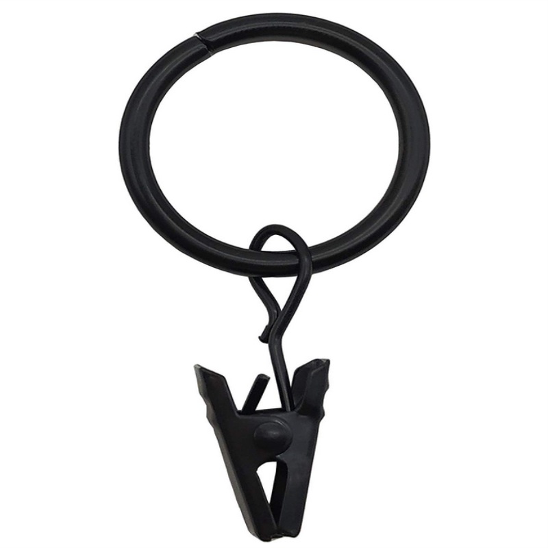 Cross-border sales of pure black curtain clips, electrophoretic black simple curtain hooks, Roman rods, and black curtain rings Item Picture