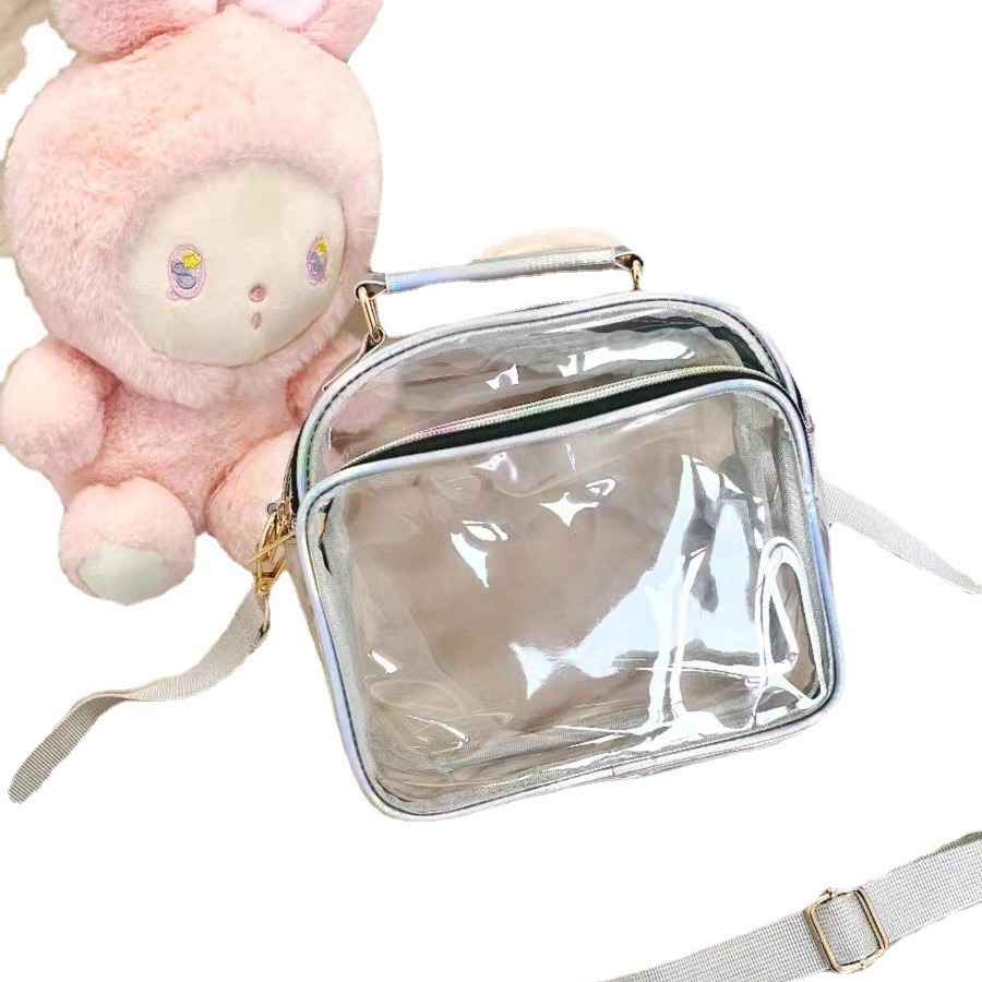 New Amazon women's transparent crossbody bag with front pocket, PVC odorless, suitable for single-shoulder crossbody and hand-carry Item Picture