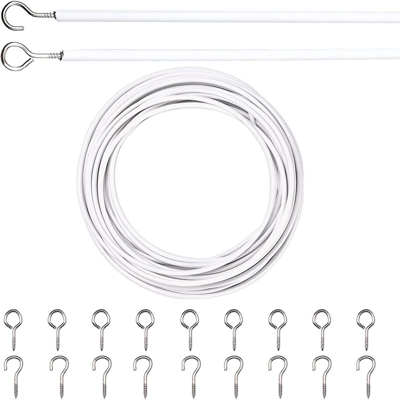 Cross-border 6/10/15-meter plastic-coated spring rope sleeve, white high-strength pull rope, sheep eye ring metal buckle curtain accessories full figure