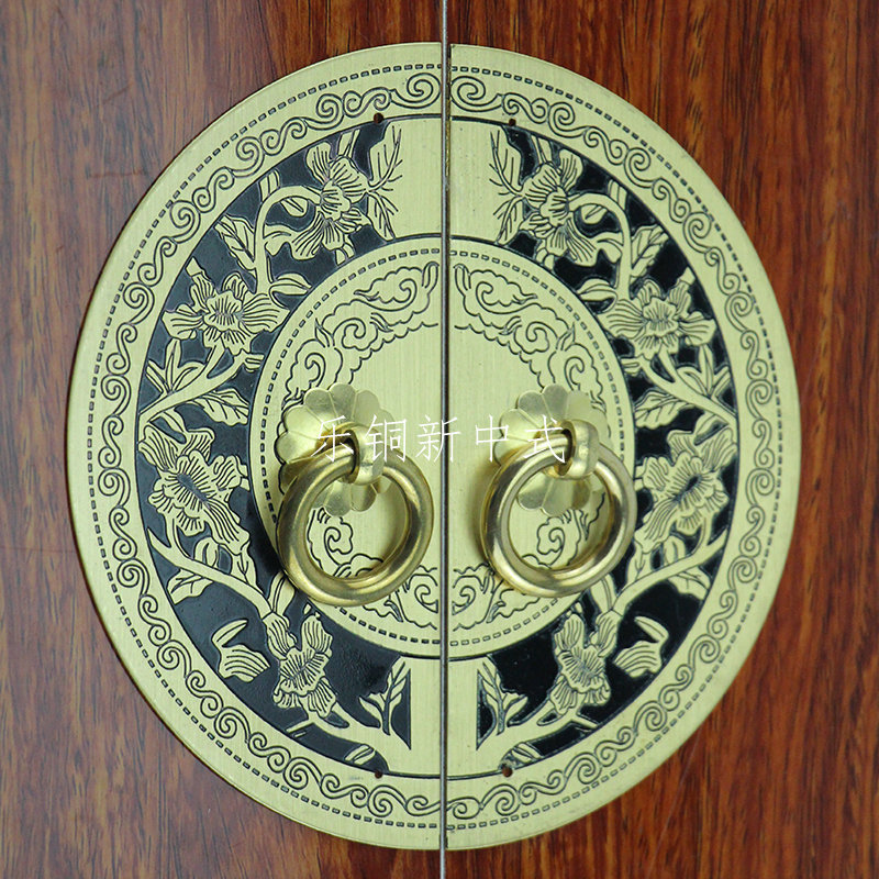 Money tree round copper handle, classical brass cabinet door handle, antique new Chinese-style cabinet copper handle Specification drawing