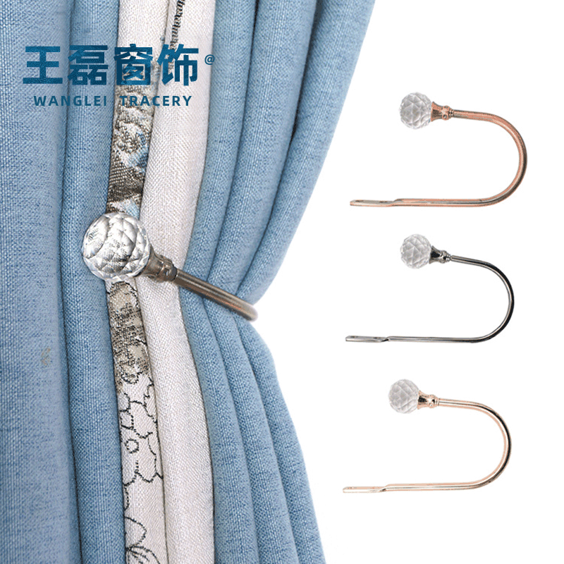 Cross-border supply zinc alloy material U-shaped crystal curved hook, curtain wall hook, wall hook, fixed curtain hook accessories full figure