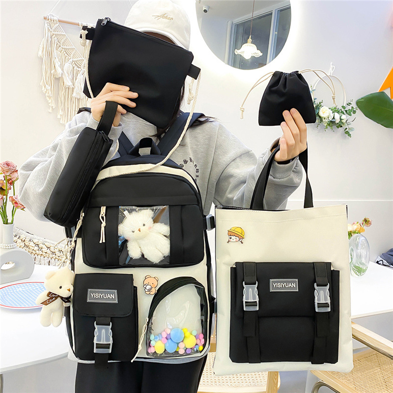 A new Korean-style high school student schoolbag, a lightweight Harajuku Instagram casual backpack set for girls full figure