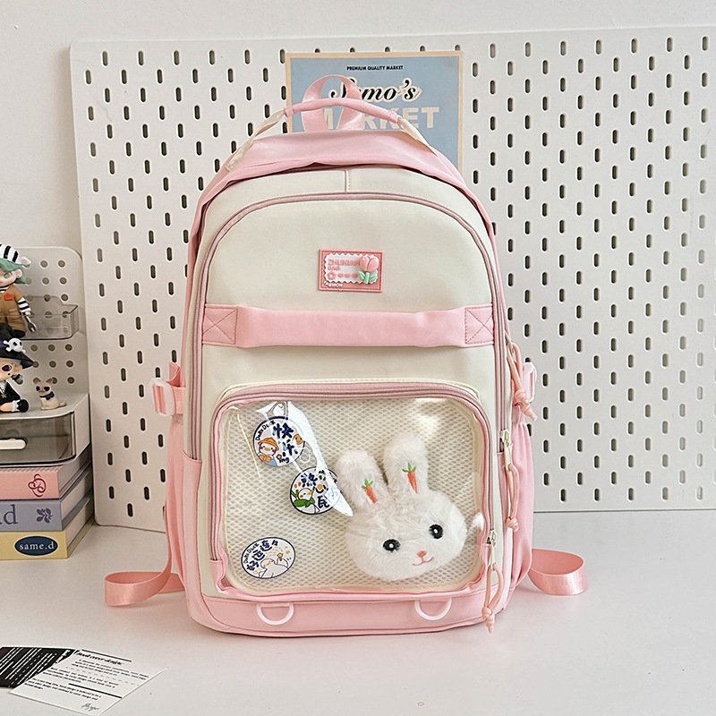 Korean Instagram-style soft girl transparent pain bag, large-capacity backpack, Japanese Harajuku cute middle school student backpack full figure