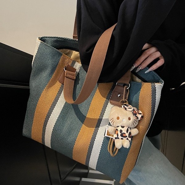 Forest-themed summer new crossbody canvas bag for women, a trendy and fashionable daily versatile single-shoulder bag for class and commuting tote Specification drawing