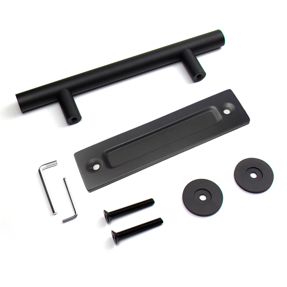 In-stock American barn sliding door handle, black round double-sided interior wooden door, universal sliding glass door light handle Item Picture