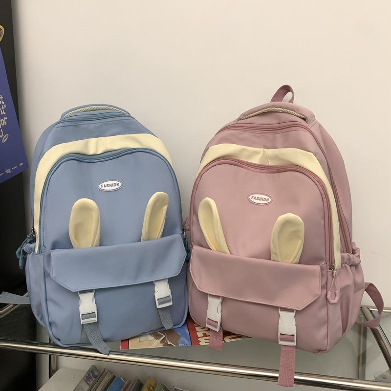 Cross-border Japanese-style girl soft girl backpack, large-capacity cute rabbit schoolbag, female high school and junior high school students backpacking trend details Picture