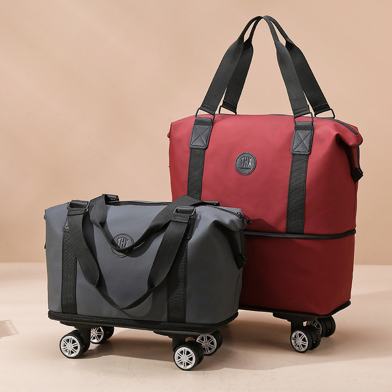 New universal wheel short-distance travel bag for women, large-capacity lightweight and expandable luggage bag, dry and wet separation moving storage bag full figure