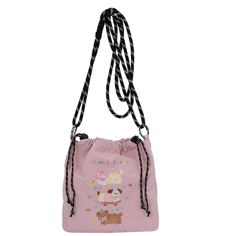 Embroidered cartoon canvas bag, bucket bag, summer phone bag, women's bag, 2025 new versatile single-shoulder crossbody bag, trendy Item Picture