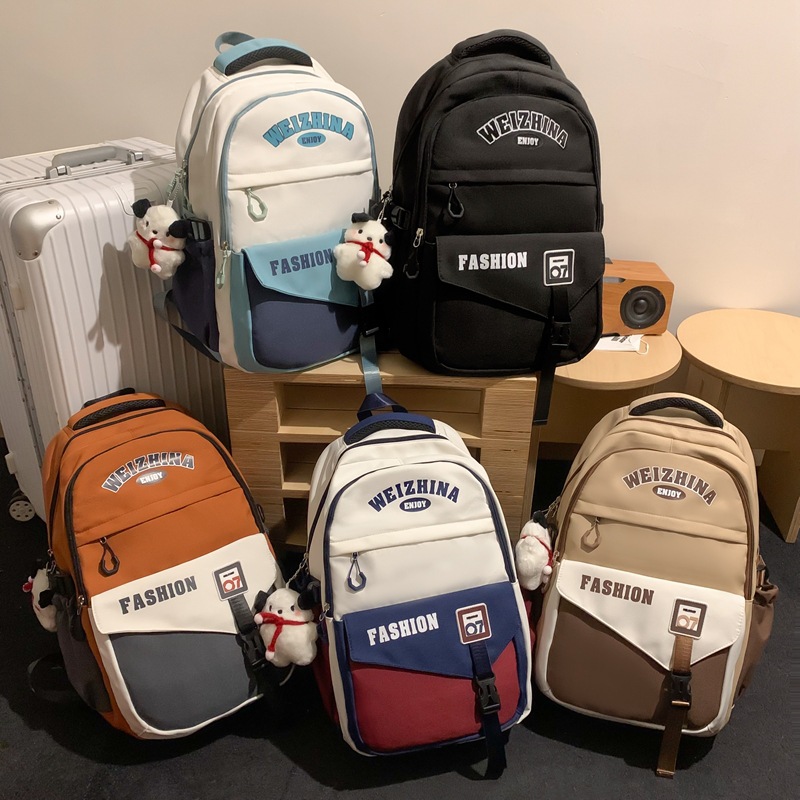 Versatile, retro, large-capacity college schoolbag, high school, high school and junior high school students' color-matched backpack, durable for travel Application Scenario