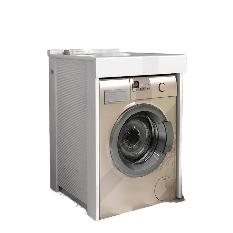 Space aluminum balcony laundry cabinet combination, high and low drum laundry sink, platform with washboard integrated washing wardrobe companion Item Picture