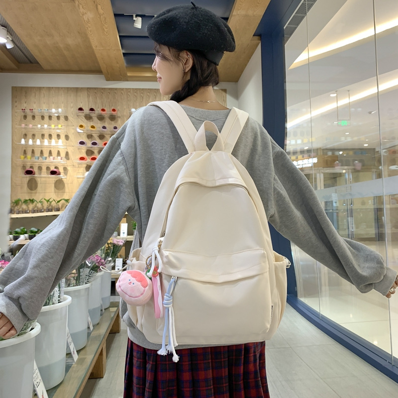 Trendy and casual junior high school schoolbag for girls, ins forest-themed solid color, high appearance level, cute high school student backpack details Picture