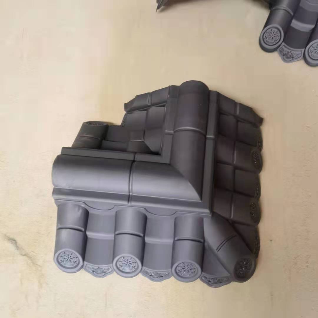 ✅ Integrated antique tile, resin tile, double-sided wall tile, wall top cap, courtyard wall top pressure horse head wall, plastic tile Specification drawing
