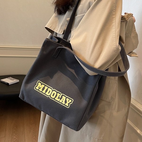 Canvas bag, college student handbag, versatile, large capacity, casual and simple, single-shoulder crossbody bag, commuting bag details Picture