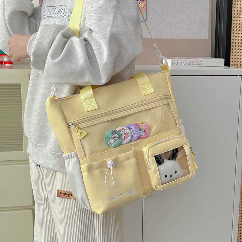 Japanese-style ins girl backpack, fashionable and versatile, soft girl student class tutorial handbag, solid color single-shoulder crossbody bag full figure