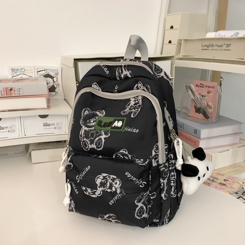 Japanese-style lazy schoolbag, cartoon high appearance level backpack, fashionable backpack, simple female college student travel and study bag Specification drawing