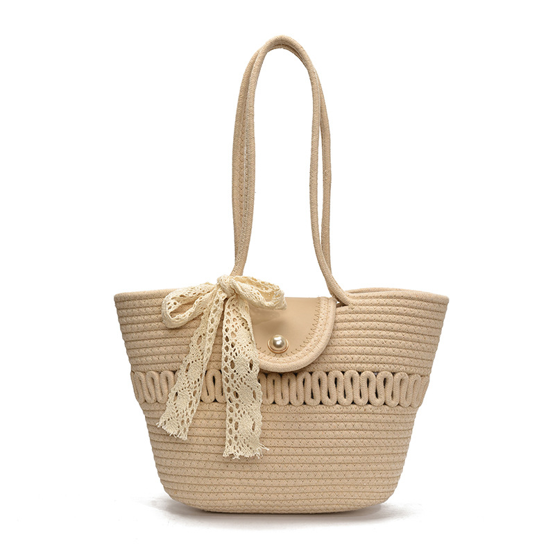 A new 2025 stylish and versatile European and American woven bag, a large-capacity, casual and simple beach single-shoulder crossbody bag Item Picture
