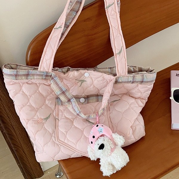 New large-capacity tote bag, versatile handbag, cartoon underarm bag, casual and girlish style, lazy pink shoulder bag Specification drawing